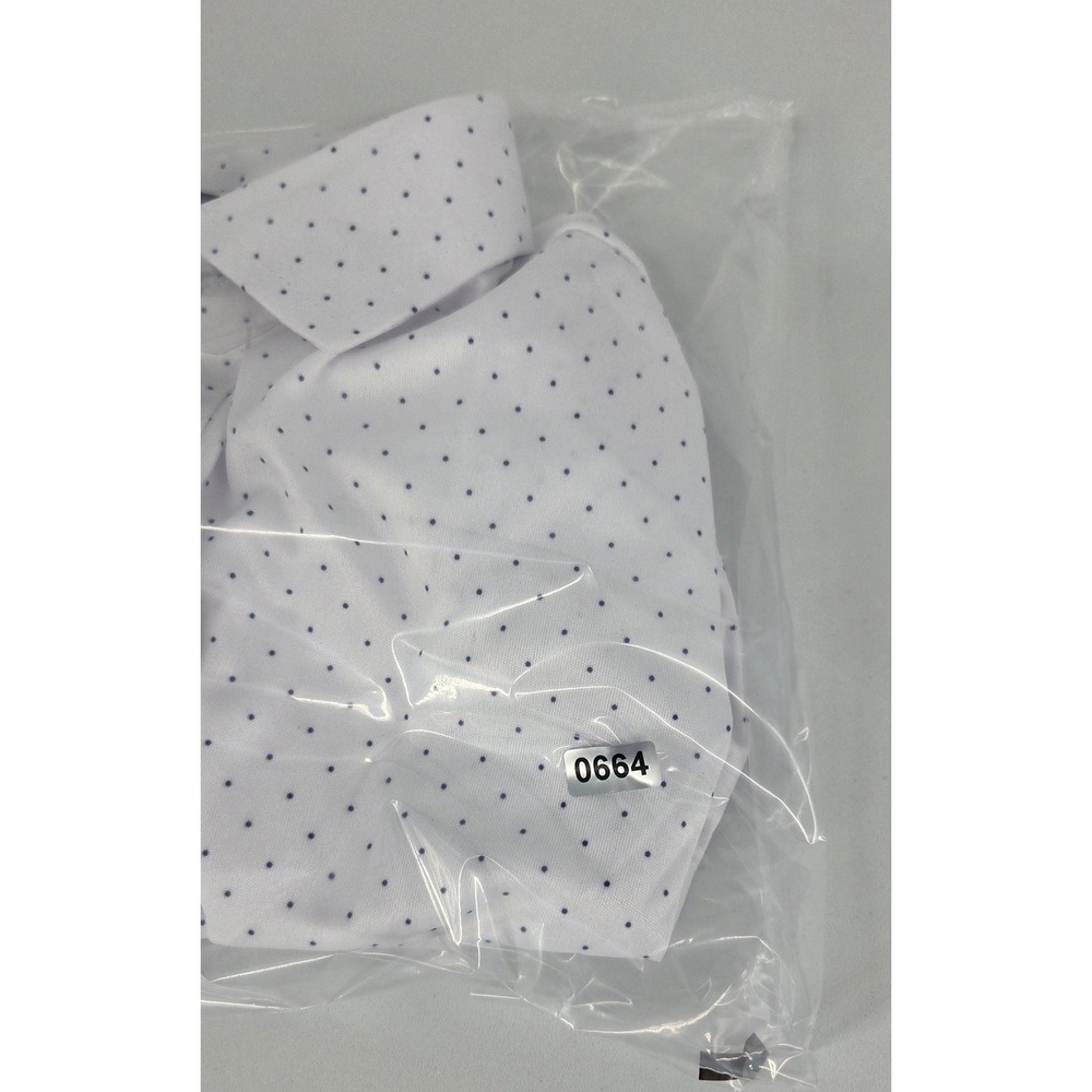 NWT Collars and Co Semi-Spread Collar Polo White Navy Polka Dot Small - Picture 8 of 8
